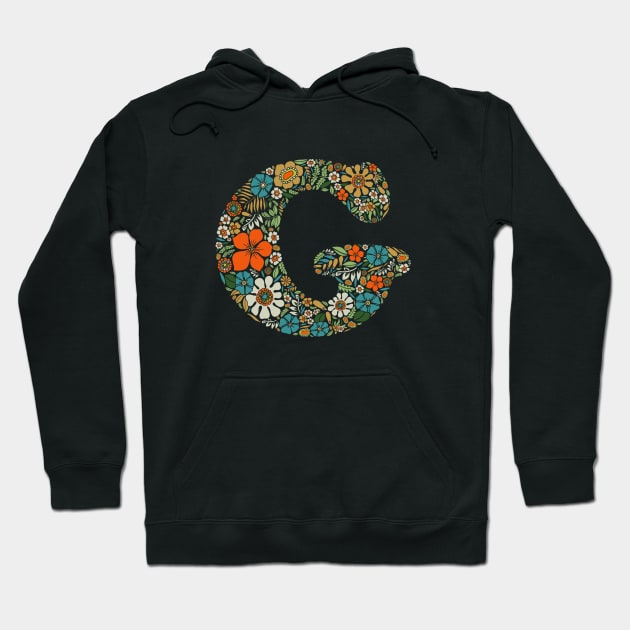 Hippie Floral Letter G Hoodie by zeljkica